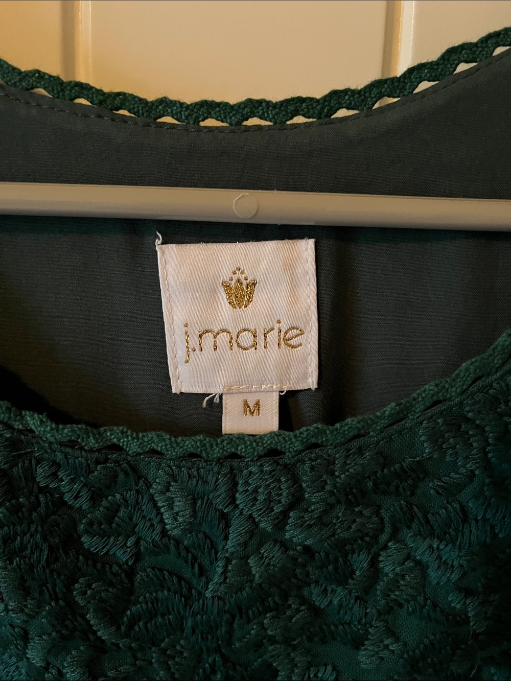 Forest Green Tiered Mini Dress with Embroidered Yoke - Picture 2 of 4